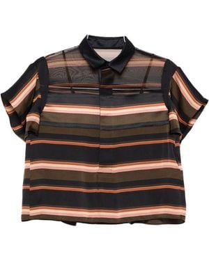 Sacai Striped Polo Shirt - Black