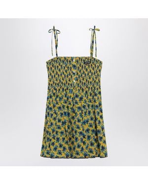 Miu Miu And Floral Silk Mini Dress - Green