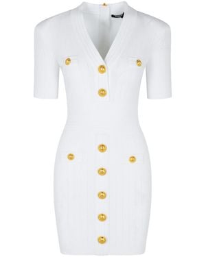 Balmain Dress With Decorative Buttons - White