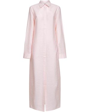 TOTEME Bloom Silk Blend Long Parachute-Style Shirt Dress - Pink