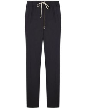 Rick Owens Slim Drawstring Wool Pants With Drawstring - Blue