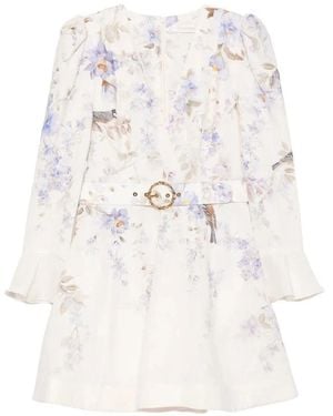 Zimmermann 'Luna' Plunge Mini Dress - White