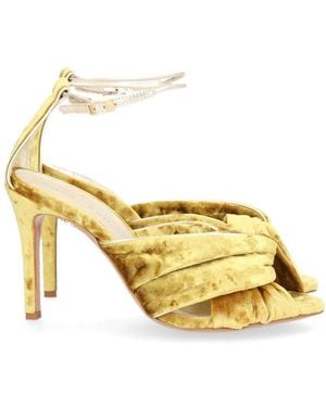 forte_forte Forte_Forte Heliodore High Heel Velvet Crossover Sandal - Metallic