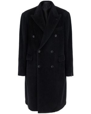 Tagliatore 'Londra' Double-Breasted Coat With Peak Revers And Logo Detail On The Lapel - Black