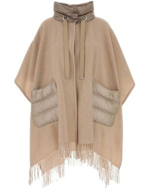 Herno Pink Wool Blend Cape - Natural