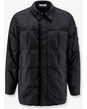 Stone Island Garment Dyed Crinkle Reps Ny Recycled Nylon Down Jacket With Side Logo Patch - Black
