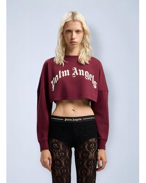 Palm Angels Curved Logo Crop Top - Red