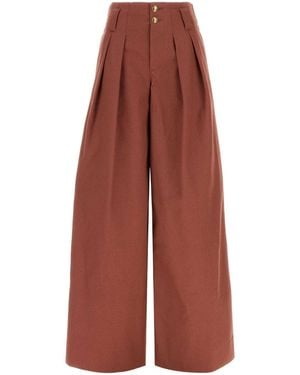 Chloé Cotton Wide-Leg Pant - Red