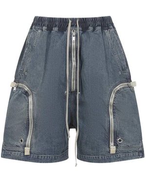 Rick Owens Shorts With Pockets And Zipper - Blue