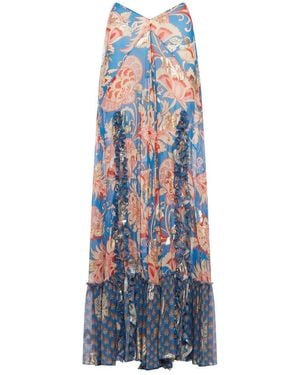 Etro Long Printed Silk Skirt With Laminated Details - White