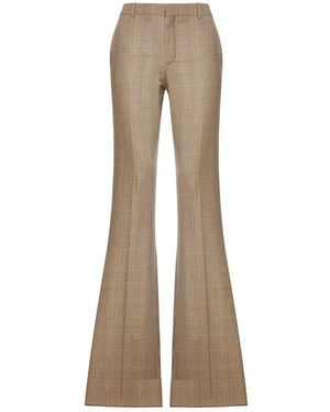 Saint Laurent Prince Of Wales Flared Pants - Natural