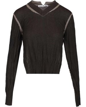 Acne Studios Crumpled V-Neck Sweater - Black