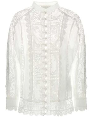 Zimmermann Aster Embroidered Blouse - White