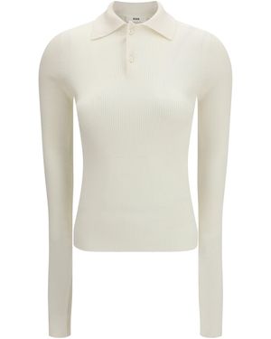 Rier Long-Sleeve Silk Polo - White