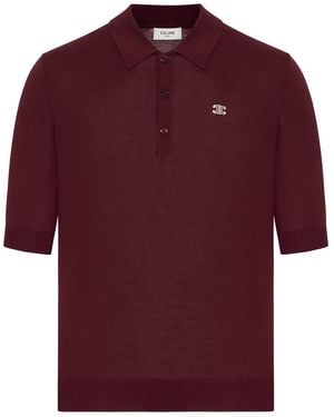 Celine Cotton Polo With Triomphe Logo - Red