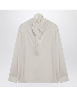 Max Mara Ivory Silk Charmeuse Blouse - White