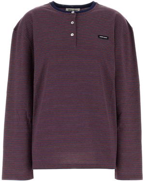 Miu Miu Embroidered Cotton Oversize T-Shirt - Purple