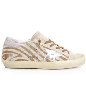 Golden Goose "Super Star" Sneakers With Zebra Print - White