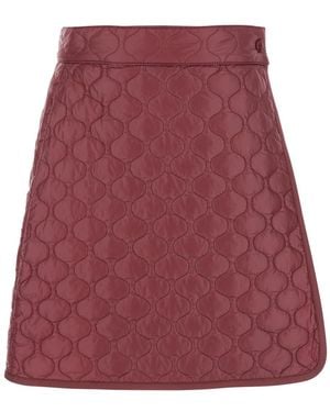 Moncler Bordeaux Miniskirt With Quilted Motif And Logo Patch On The Rear - Red