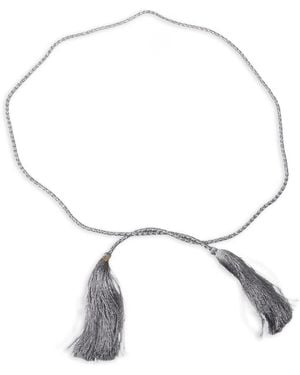 forte_forte Crystals And Tassels Belt - White