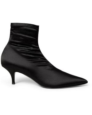 Celine Satin Sock Ankle Boots - Black