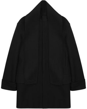 Dior Wool Overcoat With Scarf - Black