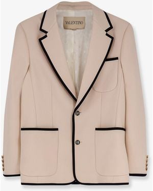 Valentino Single-Breasted Virgin Wool Blazer - Natural
