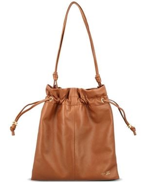 Celine Crystal Pouch Small Leather Bucket Bag - Brown