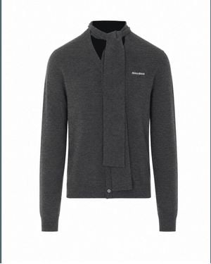 Miu Miu Logo Cardigan - Gray