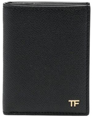 Tom Ford Grained Leather Small Folding Cardholder - Black