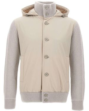 Herno Resort Hooded Knitted Jacket - Natural