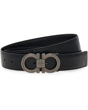 Ferragamo Gancini Leather Belt - Black