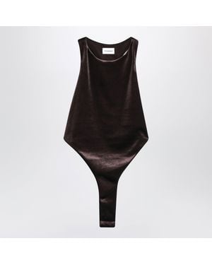 ANDAMANE Velvet-Effect Bodysuit - Black