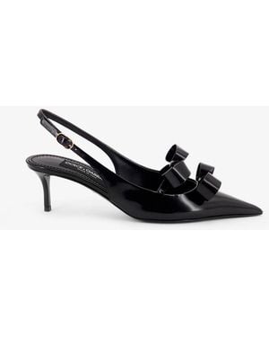 Dolce & Gabbana Dolce & Gabbana Patent Leather Sandals With Front Bow Detail - White