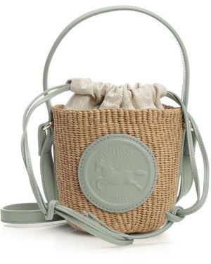 Chloé "Horse Medal" Mini Basket Bag - White