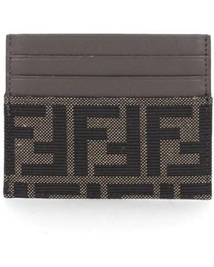 Fendi "Ff" Card Holder - Gray