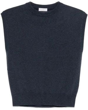 Brunello Cucinelli Cashmere Knitted Vest - Blue