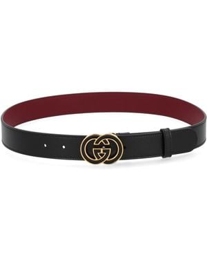 Gucci Gg Cross Buckle Belt - Red