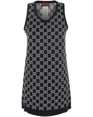 Gucci Sleeveless Mini Dress With Round Neck - Black