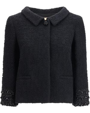 Valentino Tweed Virgin Wool Jacket - Black