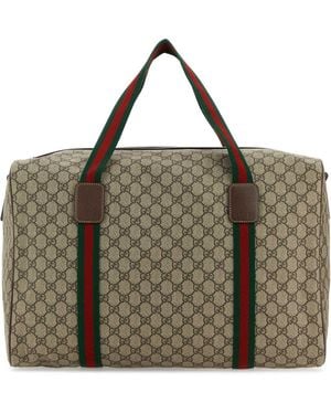 Gucci Gg Supreme Fabric Travel Bag - Brown