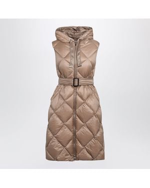 Max Mara Camel Belted Sleeveless Down Jacket - Brown