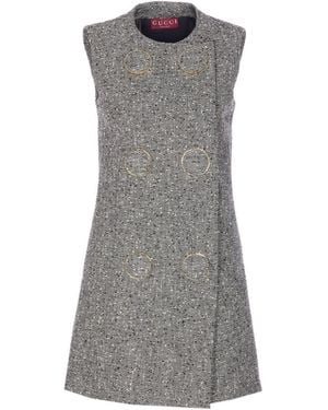 Gucci Seeded Wool Dress - Gray