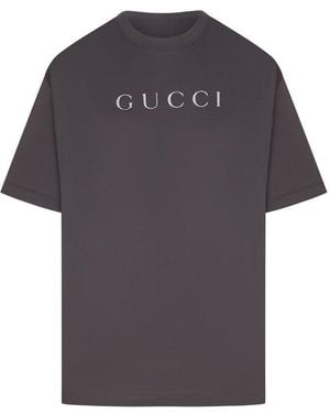 Gucci Printed Cotton Jersey T-Shirt - Gray