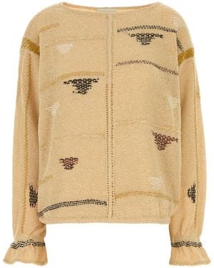 Isabel Marant Embroidered Linen Blend Elyron Sweater - Natural
