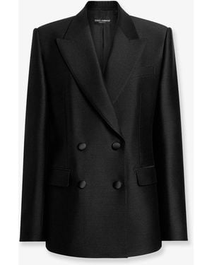 Dolce & Gabbana Double-Breasted Faille Blazer - Black