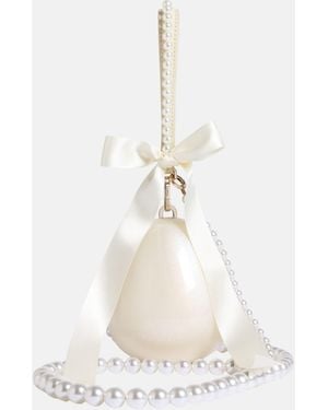 Simone Rocha Pearl Crossbody Micro Egg Bag With Emb And Bow - White