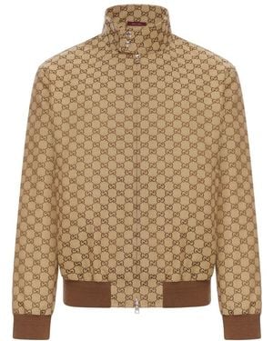 Gucci Gg Fabric Bomber Jacket - Brown