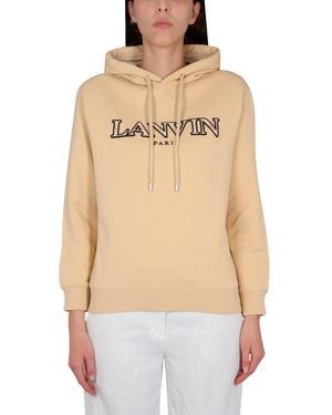 Lanvin Sweatshirt With Logo Embroidery - Natural