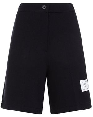 Thom Browne Chic High-Waisted Virgin Wool Shorts - Black
